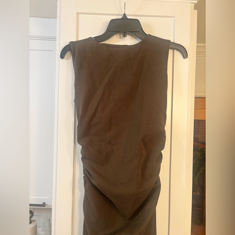 new Veronica Beard Charissa Stretch-Cotton Midi Dress in Cypress olive - Picture 5 of 8